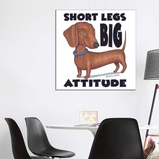 Dachshund With Blue Collar With Words 1PC6 Happy Larry Format: Wrapped Canvas, Size: 37" H x 37" W on Productcaster.