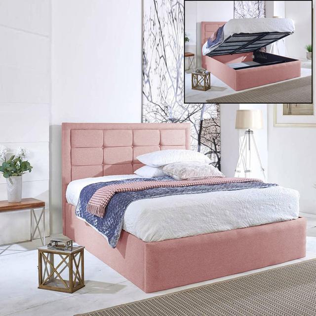 Landria Upholstered Bed Frame Ebern Designs Colour: Pink, Size: Super King (6') on Productcaster.