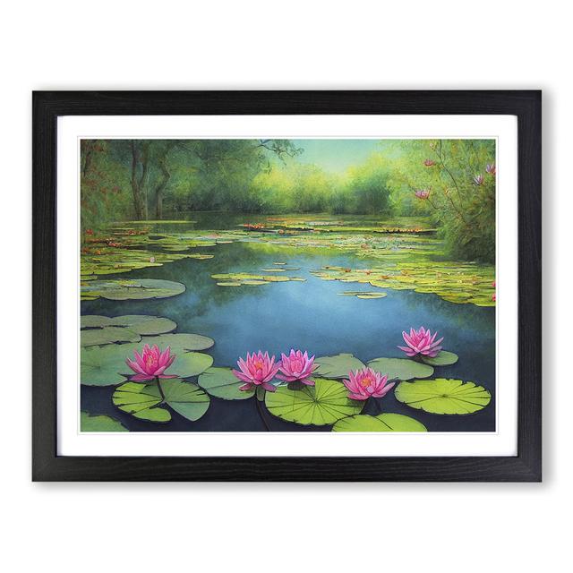 Watercolour Lily Pond Vol.3 - Single Picture Frame Print Marlow Home Co. Size: 25cm H x 34cm W x 2cm D, Frame Colour: Black Framed on Productcaster.