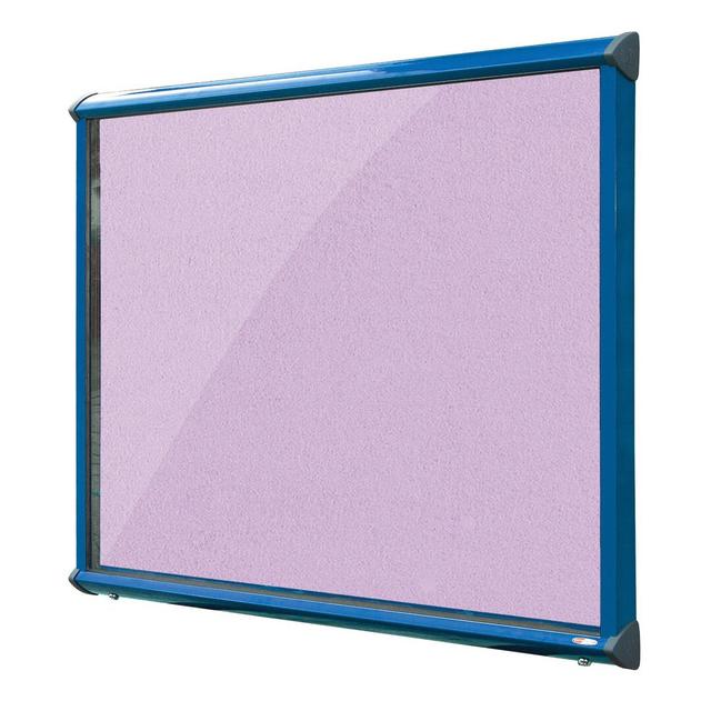 Exterior Wall Mounted Bulletin Board Symple Stuff Size: 75cm H x 96.7cm W, Frame Finish: Blue, Colour: Lilac on Productcaster.