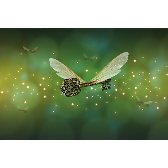 Sharonda Key With Dragonfly Wings - Wrapped Canvas Print Ebern Designs Size: 61cm H x 91cm W x 3.8cm D on Productcaster.