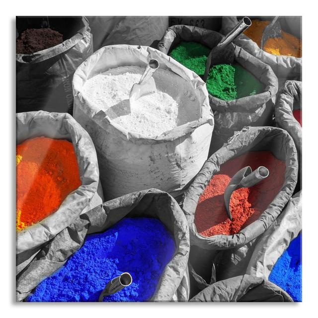 Bright Colours for Holi Festival - Unframed Photograph on Glass Brayden Studio Size: 60cm H x 60cm W x 0.4cm D on Productcaster.