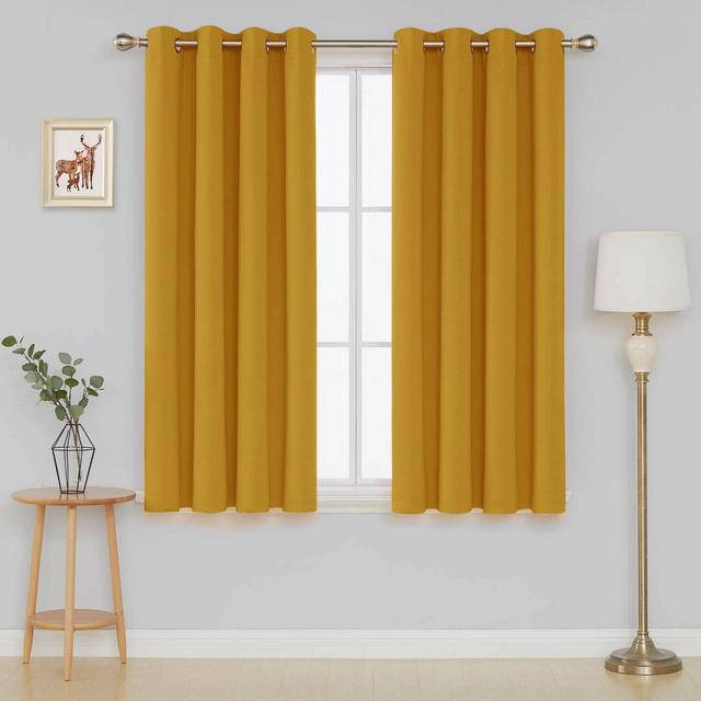 Frasco Polyester Blackout Grommet / Eyelet Curtain Pair Ebern Designs Panel Size: 167.64cm Width x 137.16cm Drop, Curtain Colour: Ochre on Productcaster.