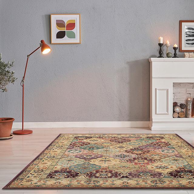 Kurzflorteppich Hartshorne in Rot/Cremefarben mit Bordüre Three Posts Rug Size: Rectangular 90 x 160 cm on Productcaster.