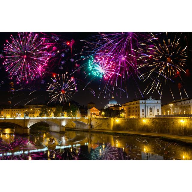 Celebratory Fireworks, Rome - Wrapped Canvas Print Ebern Designs Size: 30cm H x 46cm W x 3.8cm D on Productcaster.