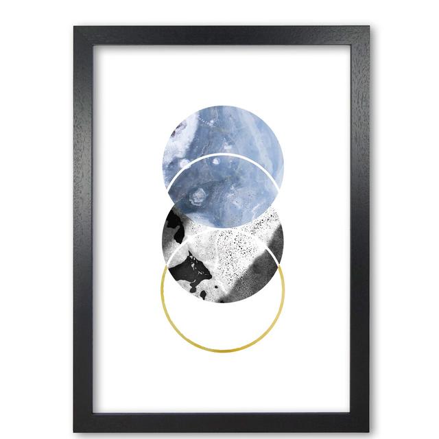 Blue And Gold Abstract Circles - Print East Urban Home Size: 42 cm H x 30 cm W x 5 cm D, Format: Black Grain Frame on Productcaster.