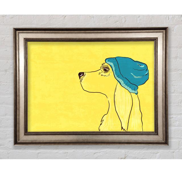 Yellow Dog With Blue Hat Framed Print Bright Star Size: 42cm H x 59.7cm W on Productcaster.