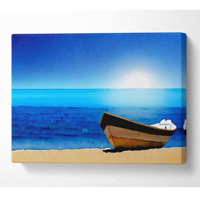 Sail Boat on the Crystal Ocean Shoreline - Wrapped Canvas Art Prints House of Hampton Size: 66cm H x 106.6cm W x 10cm D on Productcaster.