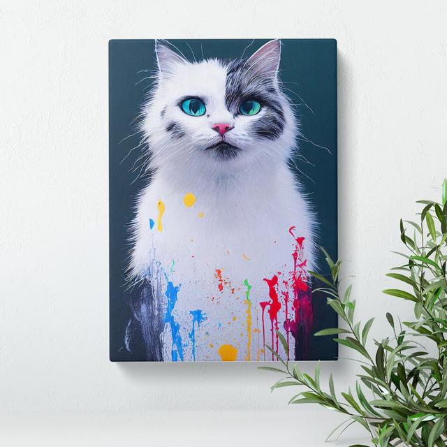 XC1022-1306X Cat Dripping Paint No.3 - Wrapped Canvas Graphic Art Marlow Home Co. Size: 50cm H x 35cm W x 3cm D on Productcaster.