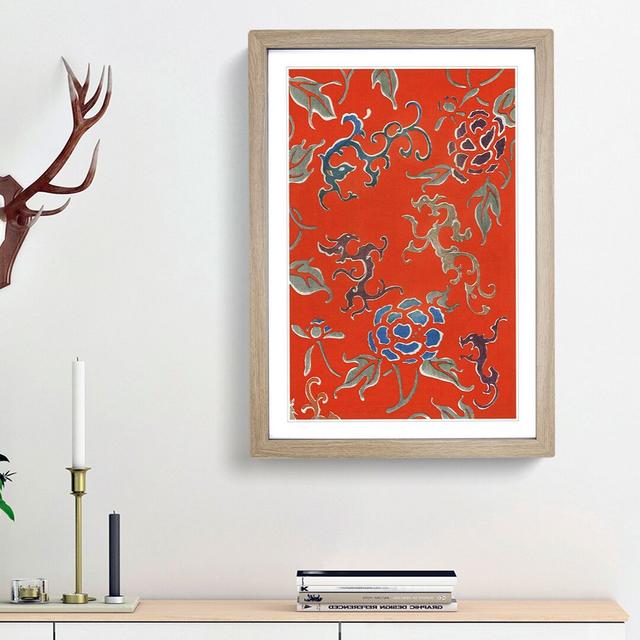 Orange Floral Pattern by Watanabe Seitei - Picture Frame Painting Print East Urban Home Size: 48cm H x 36cm W x 2cm D, Frame Option: Oak Framed on Productcaster.