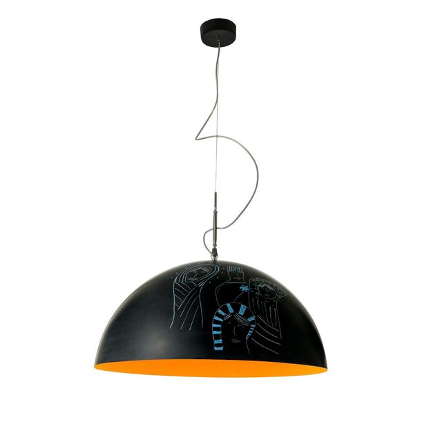 1-Light Dome Pendant In-es.artdesign Shade Colour: Black/Orange on Productcaster.