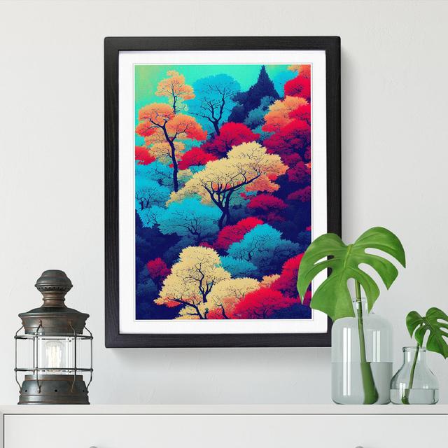 Mendes Japanese Forest Paint Splatter Vol.2 - Single Picture Frame Graphic Art Alpen Home Frame Option: Oak, Size: 64cm H x 46cm W x 2cm D on Productcaster.