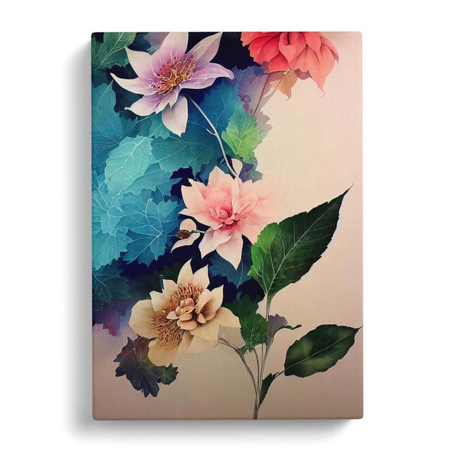 Watercolour Flowers No.6 - Wrapped Canvas Painting ClassicLiving Size: 60cm H x 40cm W x 3cm D on Productcaster.