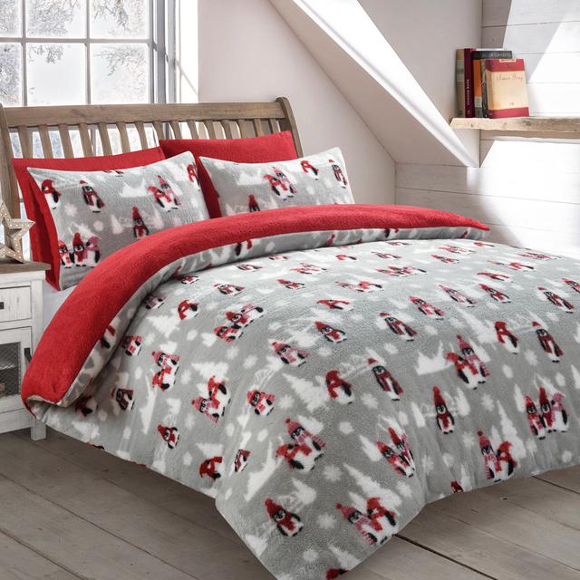 Velosso Penguins Teddy Soft Cosy Fleece Duvet Set The Seasonal Aisle Size: Single on Productcaster.