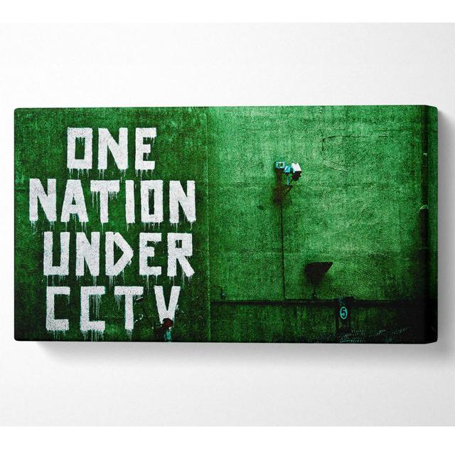 Kocher One Nation Under Cctv Green - Wrapped Canvas Art Prints Ophelia & Co. Size: 50.8cm H x 101.6cm W x 1cm D on Productcaster.