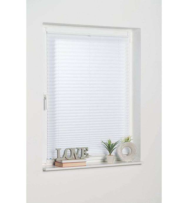 Semi-Sheer Pleated Blind Latitude Run Colour: White, Size: 55 W x 130 L cm on Productcaster.