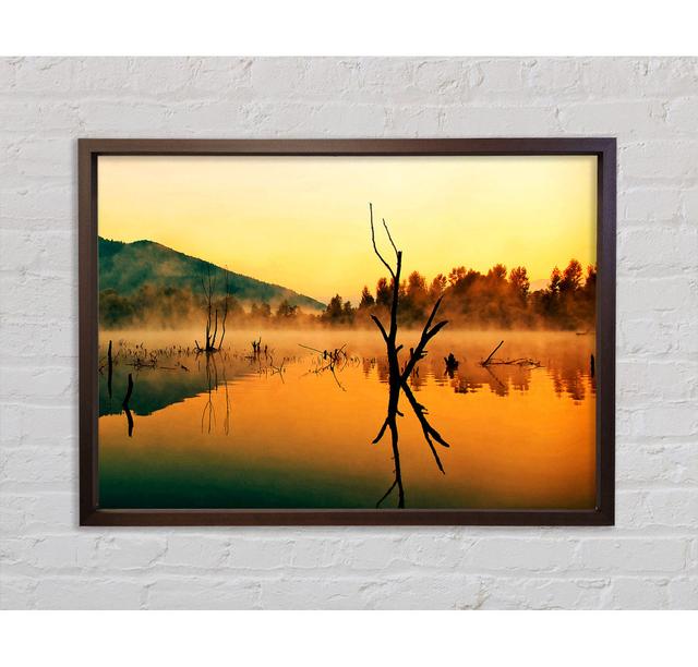 Morning Mist Over the Lake - Single Picture Frame Art Prints on Canvas Bright Star Size: 100cm H x 141.4cm W x 3.3cm D on Productcaster.