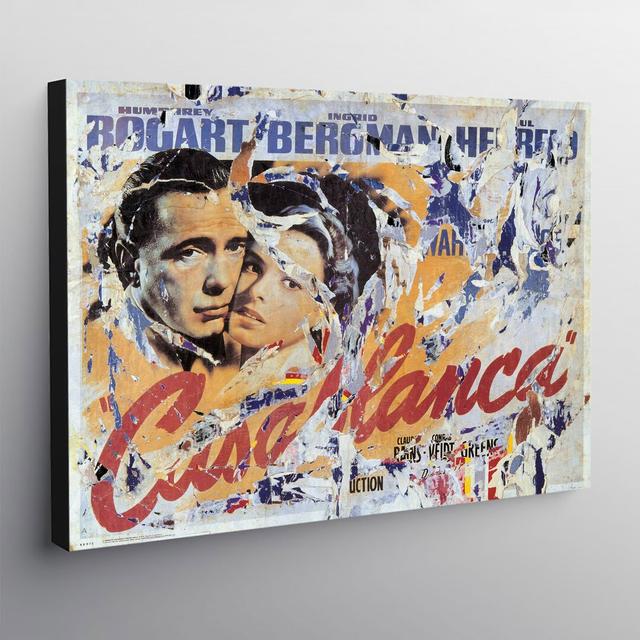 Casablanca, Classic Movie, Distressed - Wrapped Canvas Art Prints World Art Prints Size: 30.5cm H x 41cm W x 4cm D on Productcaster.