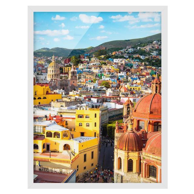 Colorful Houses Guanajuato - Picture Frame Graphic Art Ebern Designs Frame Option: White Framed, Size: 24cm H x 18cm W x 2cm D on Productcaster.