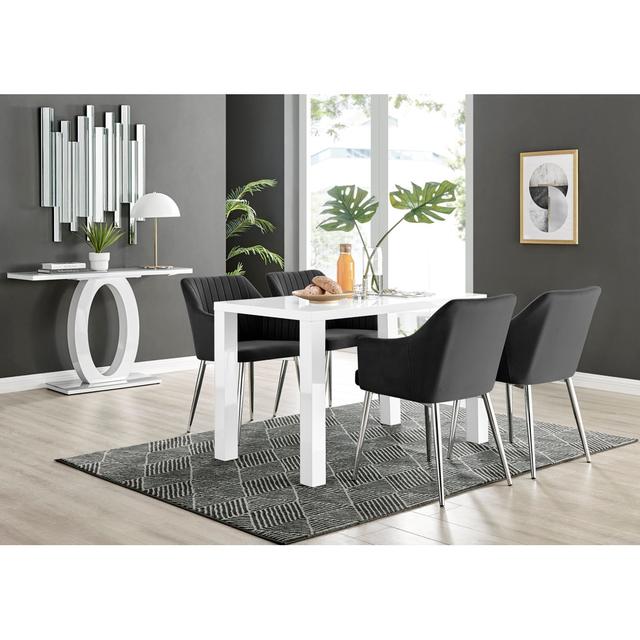 4 - Person Dining Set Canora Grey Colour (Chair): Black, Table Colour: White on Productcaster.