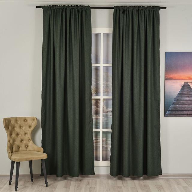 Extra Long & Extra Wide Faux Linen Decorative Curtain Single Panel Lilijan Home & Curtain Panel Size: 280cm Width x 225cm Drop, Curtain Colour: Dark G on Productcaster.