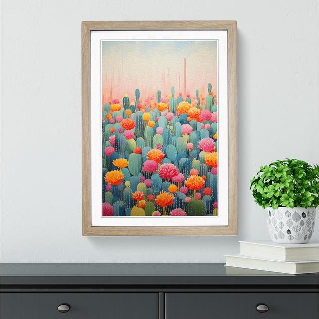 Cactus Colour Field - Single Picture Frame Print on Wood Latitude Vive Size: 46cm H x 34cm W x 2cm D, Format: Oak Framed on Productcaster.