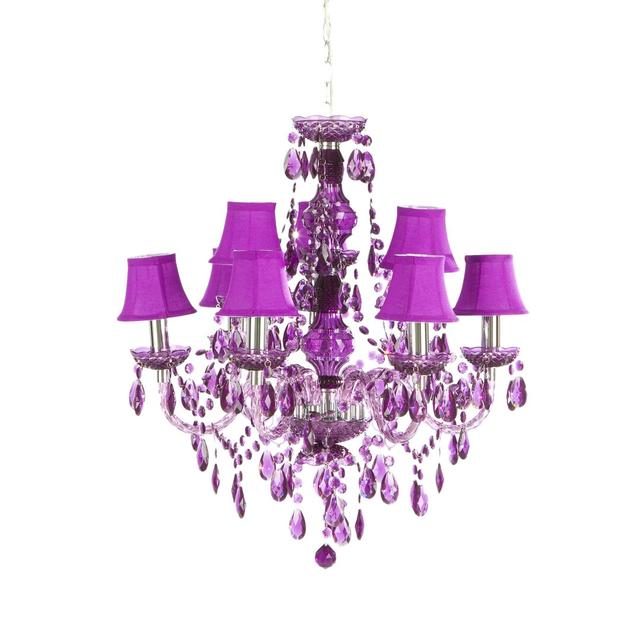 Santurius 9-Light Shaded Chandelier Astoria Grand Shade Colour: Fushia on Productcaster.