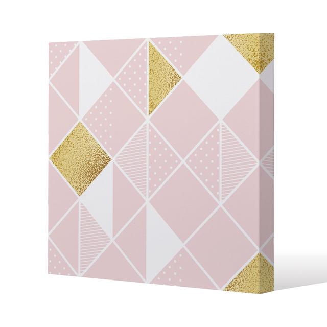 Pink & Gold Geometric Canvas Print Andrew Lee Size: 77cm H x 77cm W x 4cm D on Productcaster.