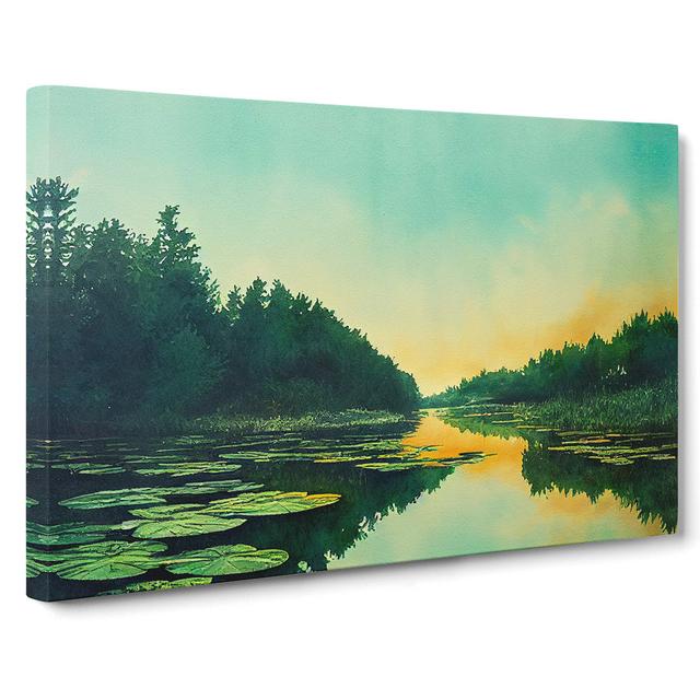 Pond At Sunrise - Wrapped Canvas Graphic Art ClassicLiving Size: 35cm H x 50cm W x 3cm D on Productcaster.