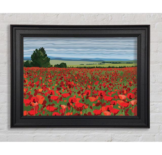 Red Poppy Field Flowers Framed Print Rosalind Wheeler Size: 29.7cm H x 42cm W x 8cm D on Productcaster.