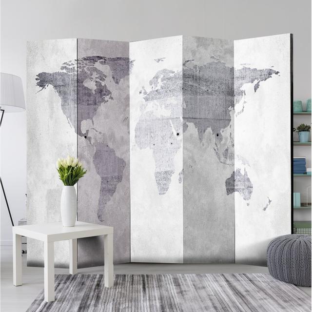 Marrakech Concrete Map 5 Panel Room Divider World Menagerie on Productcaster.