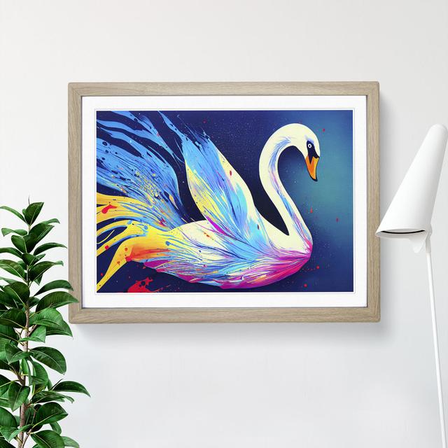 Swan Splash Vol.6 Abstract - Picture Frame Graphic Art Rosdorf Park Frame Colour: Oak, Size: 34cm H x 46cm W x 2cm D on Productcaster.