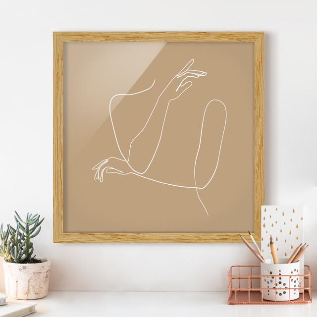 Gerahmter Kunstdruck Line Art Hands Woman Beige Metro Lane Rahmenauswahl: Brauner Rahmen on Productcaster.