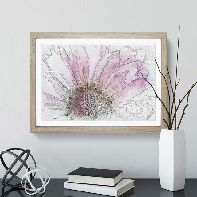 Pink Daisy Flower in Abstract - Picture Frame Graphic Art Print East Urban Home Size: 35cm H x 50cm W x 2cm D, Frame Option: Oak on Productcaster.