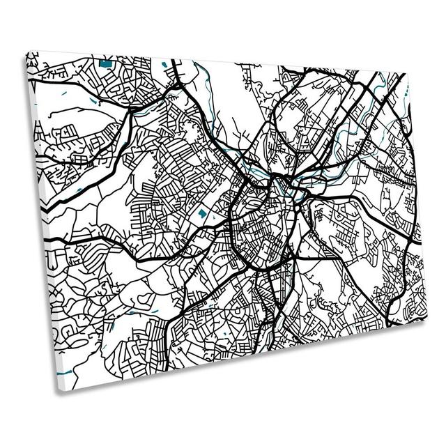 Sheffield Map City Minimalistic Modern - Wrapped Canvas Print Williston Forge Size: 50.8cm H x 76.2cm W x 2cm D on Productcaster.