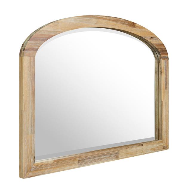 Croland Wood Framed Wall Mounted Overmantle Mirror in Brown August Grove on Productcaster.