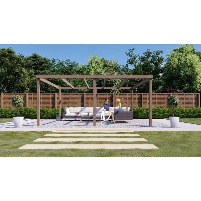 Angelys Solid Wood Pergola Canora Grey Finish: Rustic Brown, Size: 26' x 14' on Productcaster.