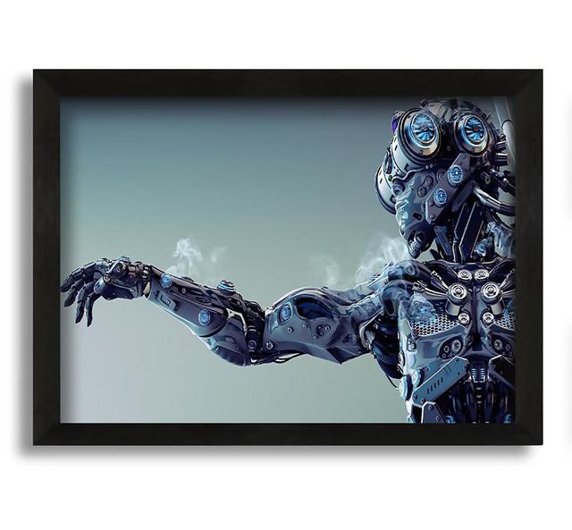 Leinwandbild Robot Suit Smoking Happy Larry Format: Schwarz gerahmte Leinwand, Größe: 100cm H x 141,4cm B x 3,3cm T on Productcaster.