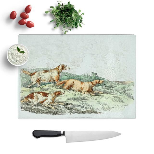 Tempered Glass Running Hounds by Henry Alken Chopping Board East Urban Home Size: 28.5 cm W x 20 cm L on Productcaster.