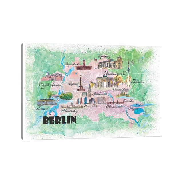 Berlin Germany Illustrated Map by Markus & Martina Bleichner - Wrapped Canvas Graphic Art Maturi Size: 45.72cm H x 66.04cm W x 1.91cm D on Productcaster.