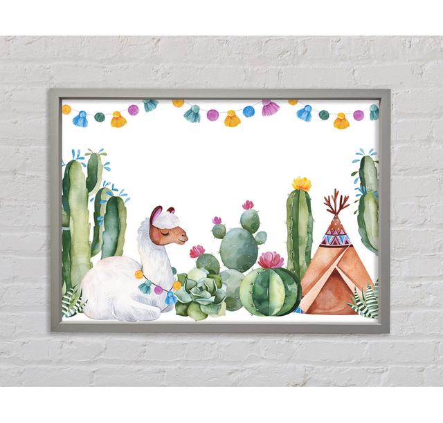 Llama Nursery - Print Latitude Vive Size: 59.1cm H x 84.1cm W x 3.3cm D, Format: Light Grey Framed Canvas on Productcaster.