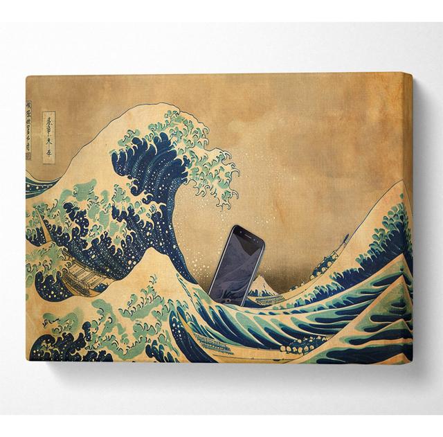 Great Wave Phone - No Frame Art Prints on Canvas Latitude Vive Size: 50.8cm H x 81.3cm W on Productcaster.