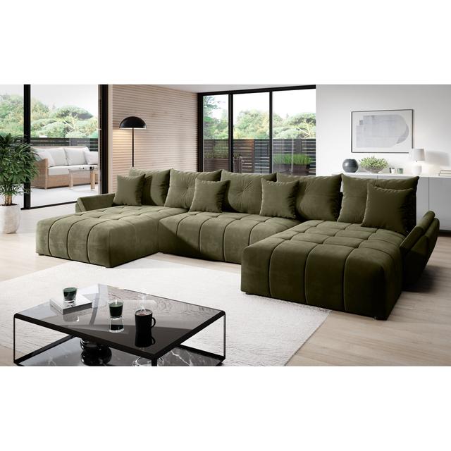 Ecksofa Hankinson mit Bettfunktion Hashtag Home Farbe der Polsterung: Olivgrün on Productcaster.