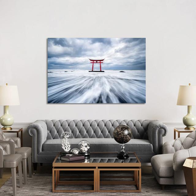 Red Torii Gate In The Sea At The Northern Coast Of Hokkaido Highland Dunes Size: 101.6cm H x 152.4cm W on Productcaster.