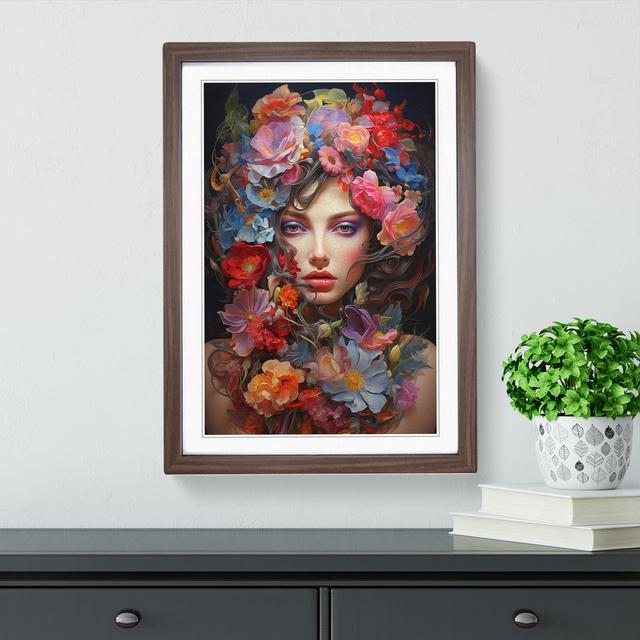 Floral Modern Marlow Home Co. Format: Walnut Framed, Size: 46cm H x 34cm W on Productcaster.