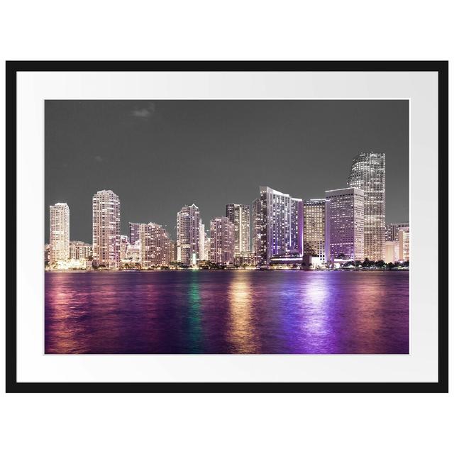 Gerahmtes Poster Skyline von Miami Florida East Urban Home Farbe: Lila, Größe: 60 cm H x 80 cm B x 2,5 cm T on Productcaster.