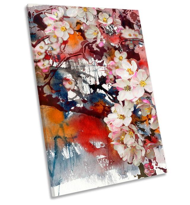 Floral Grunge Blossom Flowers - Wrapped Canvas Painting Marlow Home Co. Size: 121.9cm H x 81.3cm W x 4cm D on Productcaster.