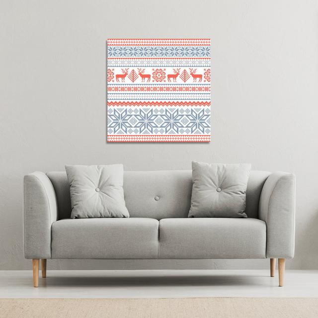 Christmas Background With Deer - Wrapped Canvas Print The Seasonal Aisle Size: 101cm H x 101cm W on Productcaster.