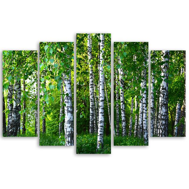 Canvas Print Birch Forest Green Union Rustic Size: 70cm H x 100cm W on Productcaster.