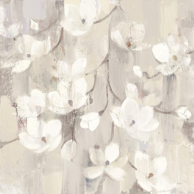 Magnolias in Spring II Neutral by Albena Hristova - Wrapped Canvas Painting Marlow Home Co. Size: 51cm H x 51cm W on Productcaster.